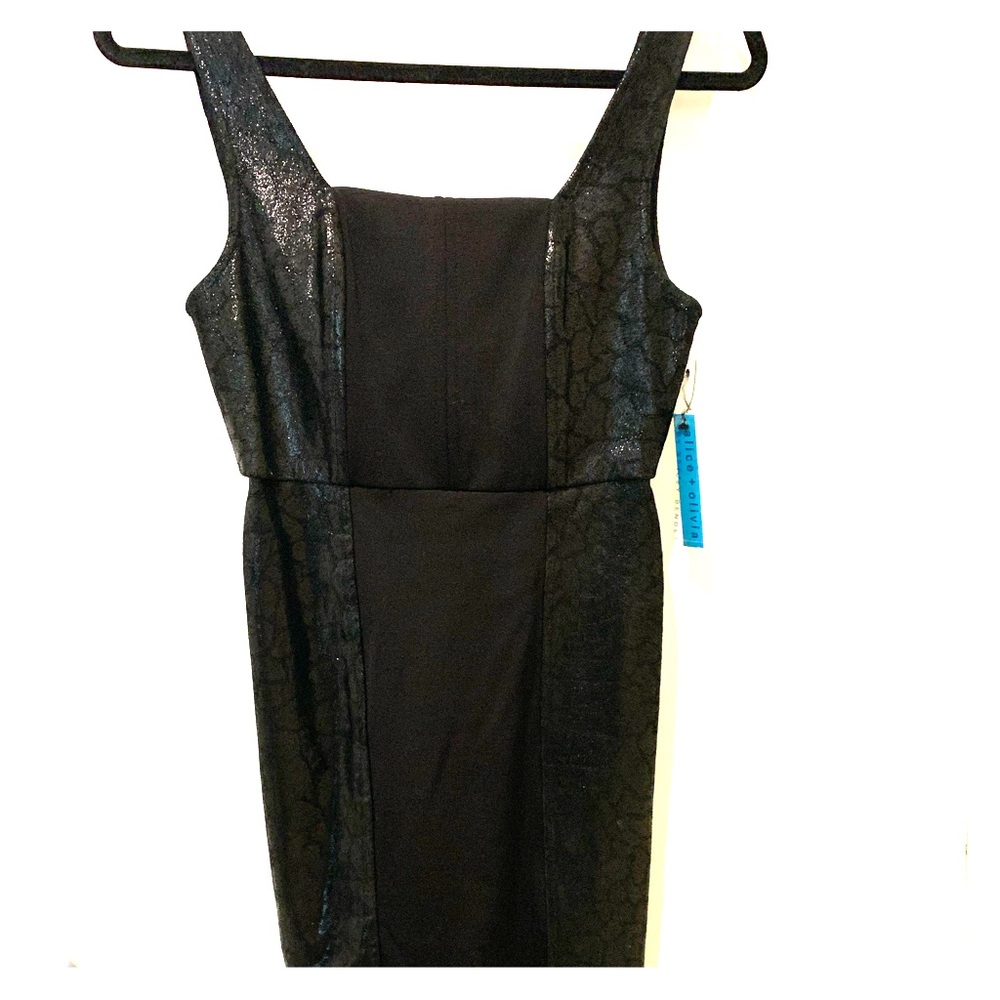 Alice & Olivia midi black snakeskin dress